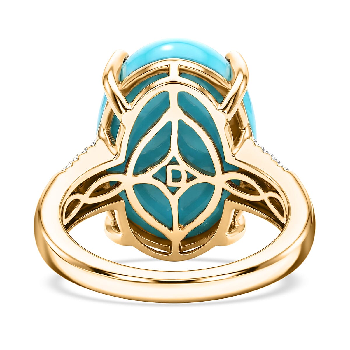 D'Joy Premium Sleeping Beauty Turquoise and Multi Gemstone 10.10 ctw Imperial Blue Ring in 18K Vermeil Yellow Gold Over Sterling Silver (Size 7.0)