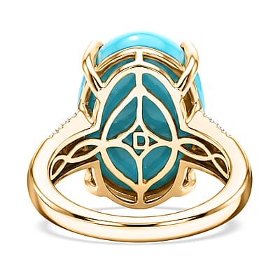 D'Joy Premium Sleeping Beauty Turquoise and Multi Gemstone 10.10 ctw Imperial Blue Ring in 18K Vermeil Yellow Gold Over Sterling Silver (Size 7.0)