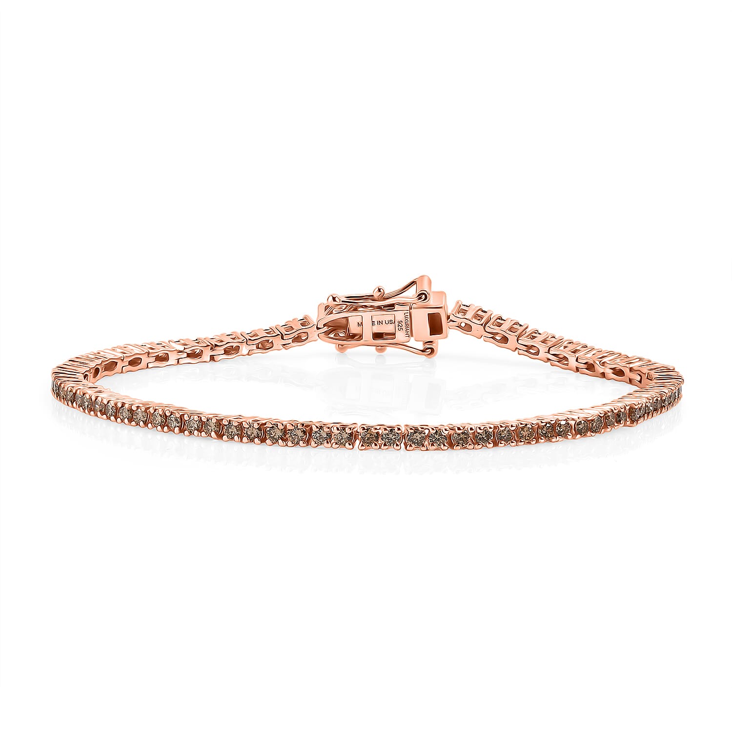 Luxuriant Lab Grown Champagne Diamond (IR) (SI) Bracelet in 18K Vermeil RG Over Sterling Silver (6.50 In) 2.50 ctw