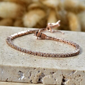 Luxuriant Lab Grown Champagne Diamond (IR) (SI) 2.35 ctw Tennis Bracelet in 18K Vermeil Rose Gold Over Sterling Silver (6.50 In)