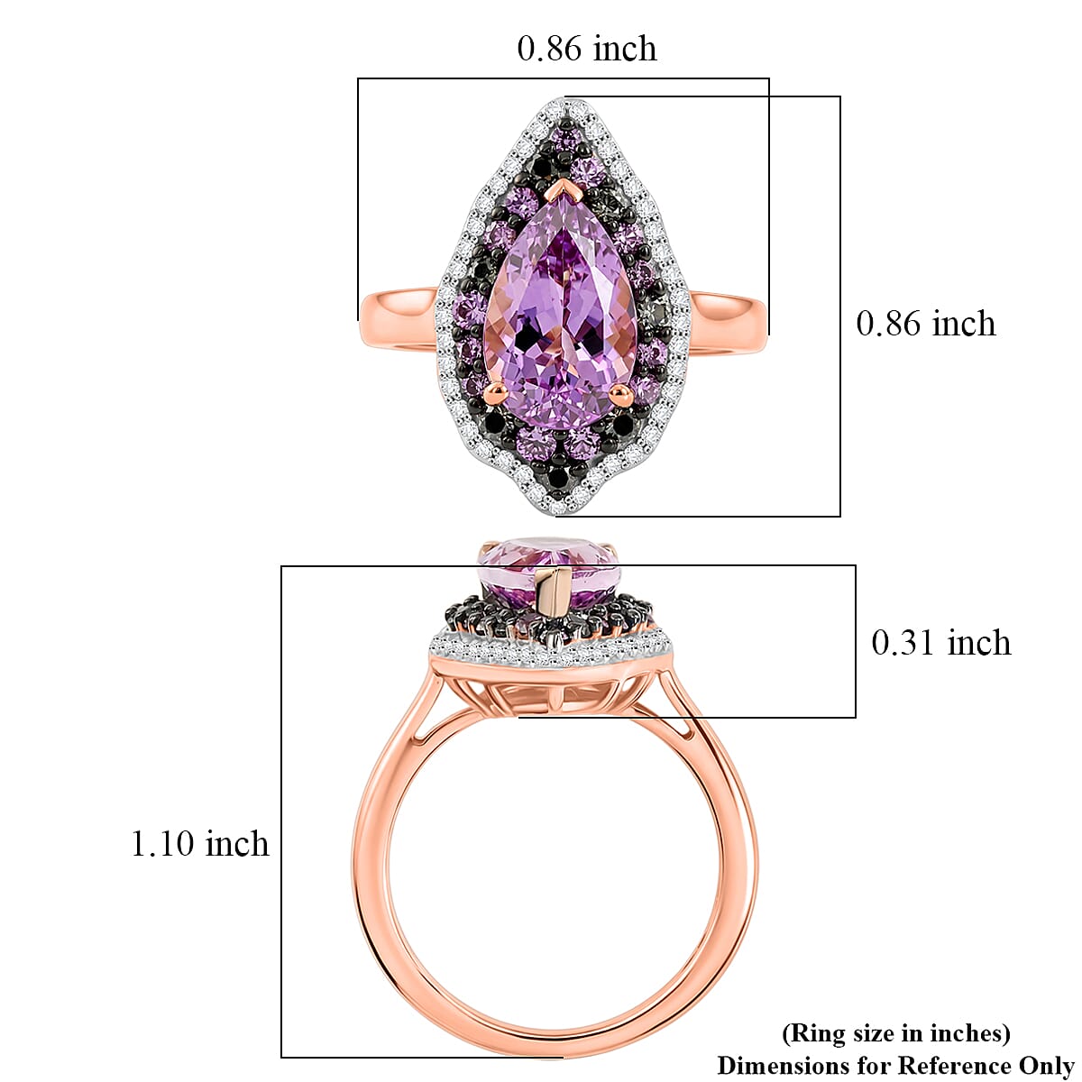 D'Joy Premium Martha Rocha Kunzite and Multi Gemstone 4.00 ctw Blush Garden Halo Ring in 18K Vermeil Rose Gold Over Sterling Silver (Size  6.0)