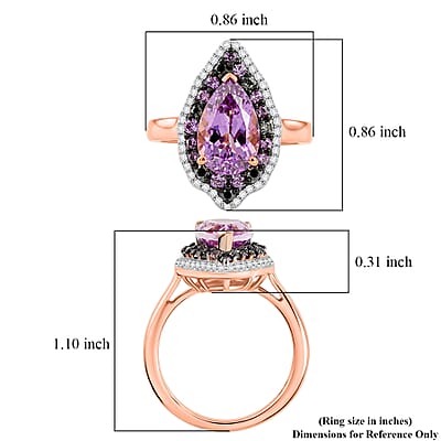 D'Joy Premium Martha Rocha Kunzite and Multi Gemstone 4.00 ctw Blush Garden Halo Ring in 18K Vermeil Rose Gold Over Sterling Silver (Size  6.0)