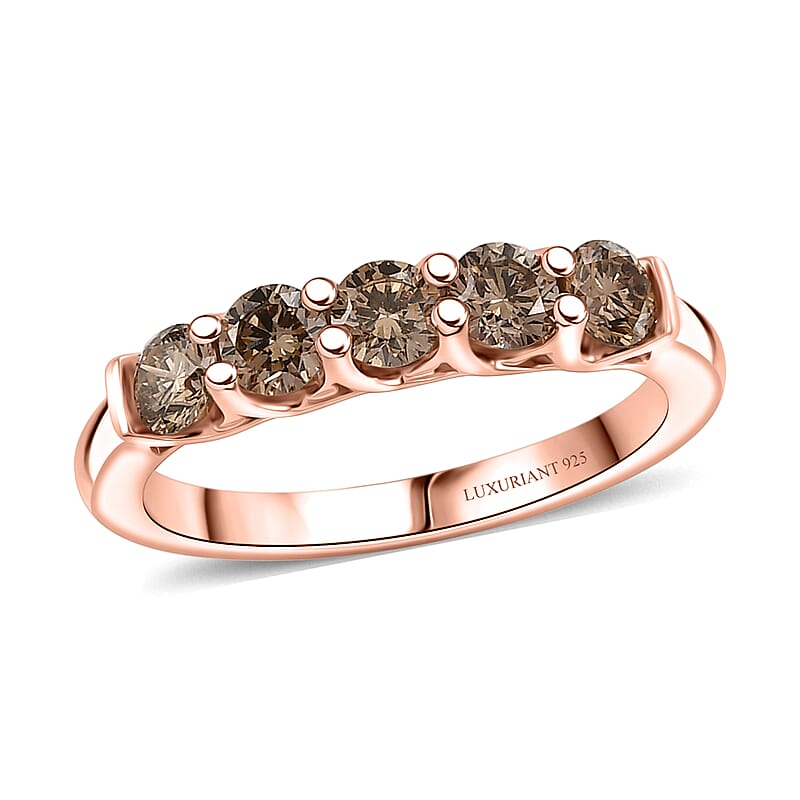 Luxuriant Lab Grown Champagne Diamond (IR) (SI) 1.00 ctw Ring in 18K Vermeil Rose Gold Over Sterling Silver (Size  6.0)