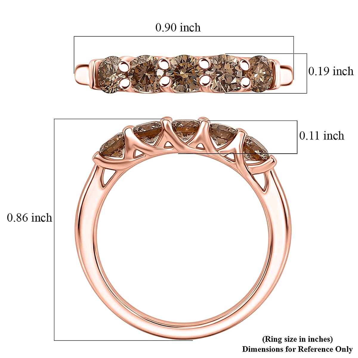 Luxuriant Lab Grown Champagne Diamond (IR) (SI) 1.00 ctw Ring in 18K Vermeil Rose Gold Over Sterling Silver (Size  6.0)