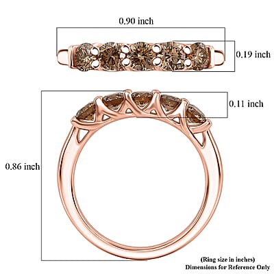 Luxuriant Lab Grown Champagne Diamond (IR) (SI) 1.00 ctw Ring in 18K Vermeil Rose Gold Over Sterling Silver (Size  6.0)