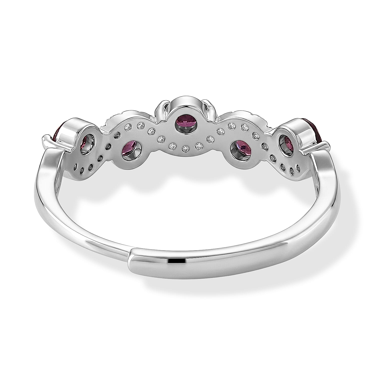 Mozambique Garnet and Simulated Diamond 2.50 ctw Ring in Silvertone (Adjustable)