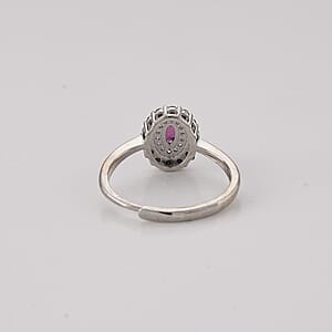 Orissa Rhodolite Garnet and Simulated Diamond 4.50 ctw Ring in Silvertone (Adjustable)