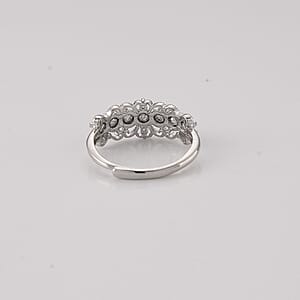 Mozambique Garnet and Simulated Diamond 2.00 ctw Ring in Silvertone (Adjustable)