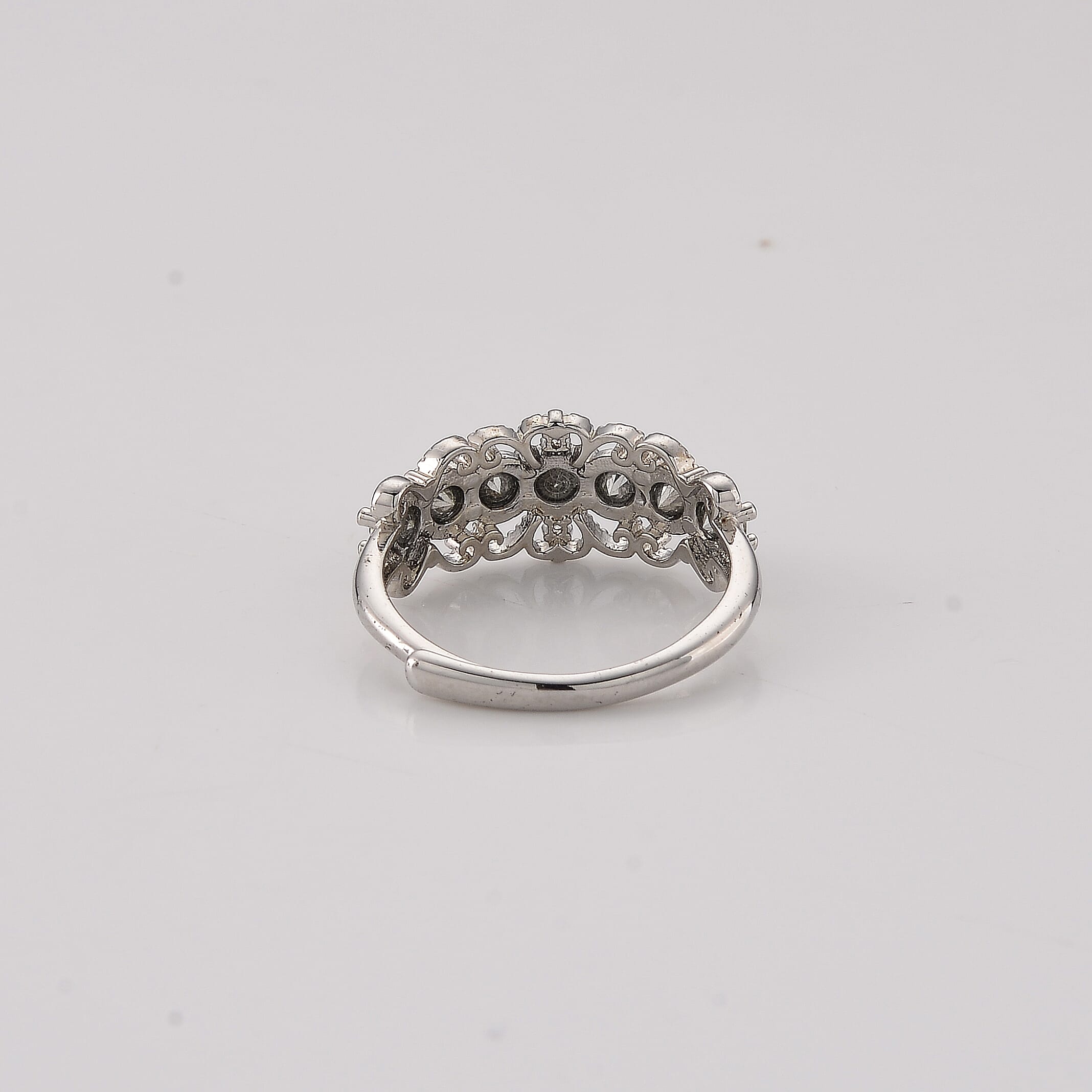 Peridot and Simulated Diamond 2.00 ctw Ring in Silvertone (Adjustable)