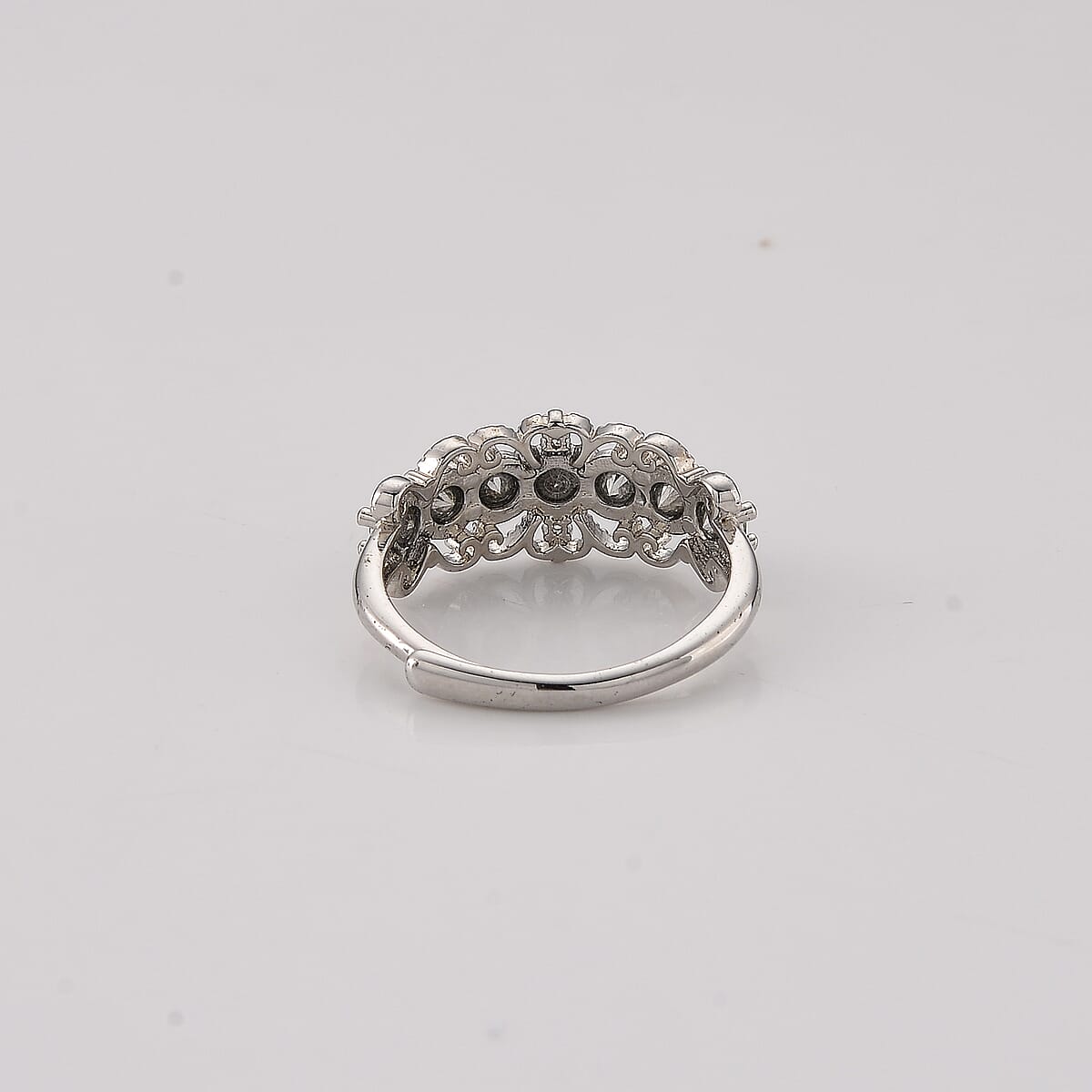 Peridot and Simulated Diamond 2.00 ctw Ring in Silvertone (Adjustable) image number 2