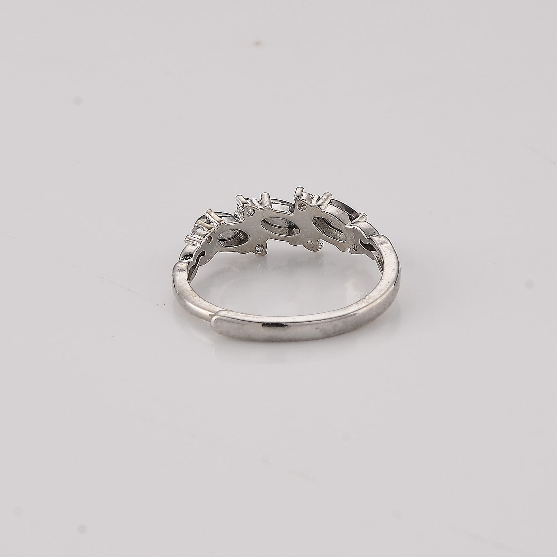 Mozambique Garnet and Simulated Diamond 2.00 ctw Trinity Ring in Silvertone (Adjustable)