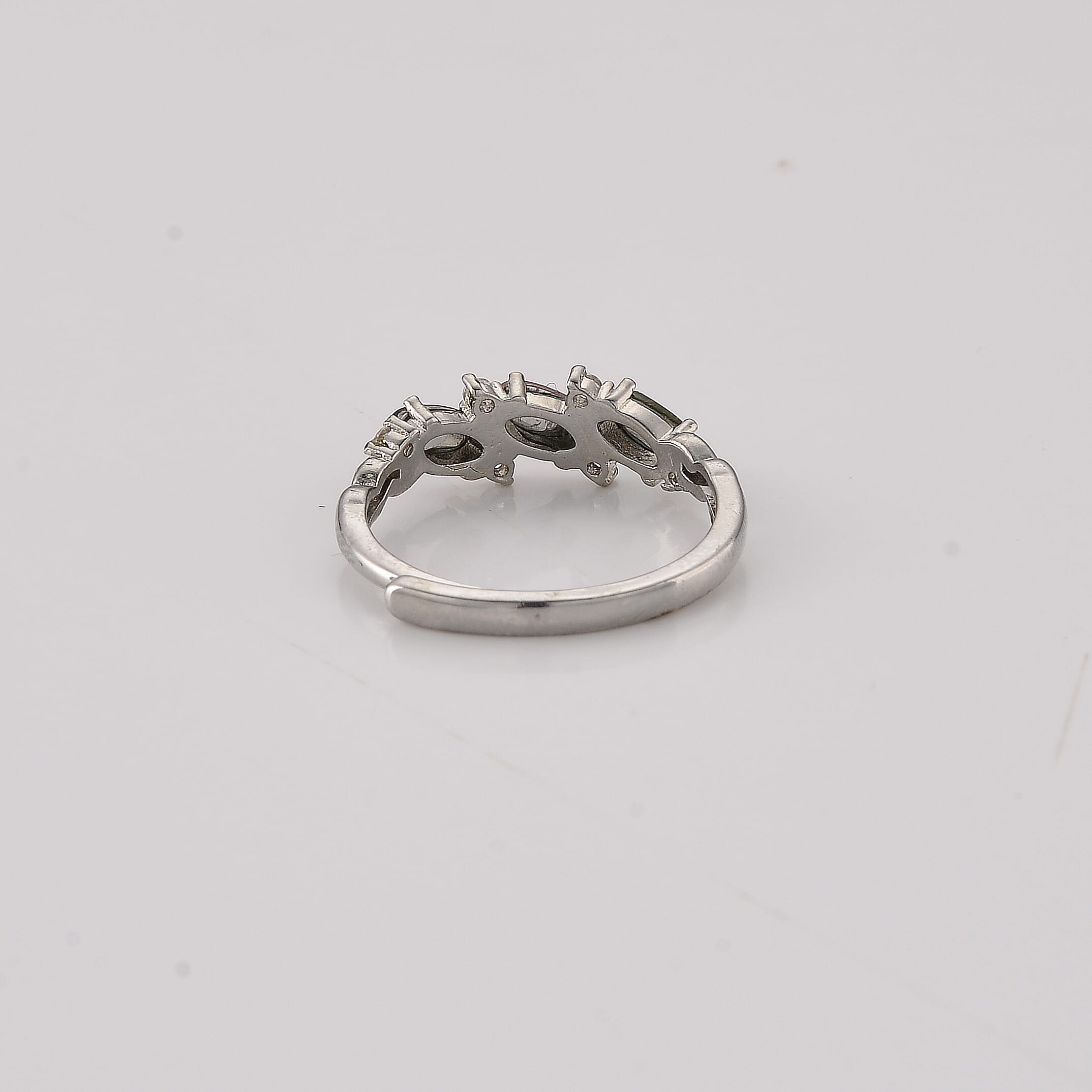 Multi-Tourmaline and Simulated Diamond 2.00 ctw Ring in Silvertone (Adjustable)