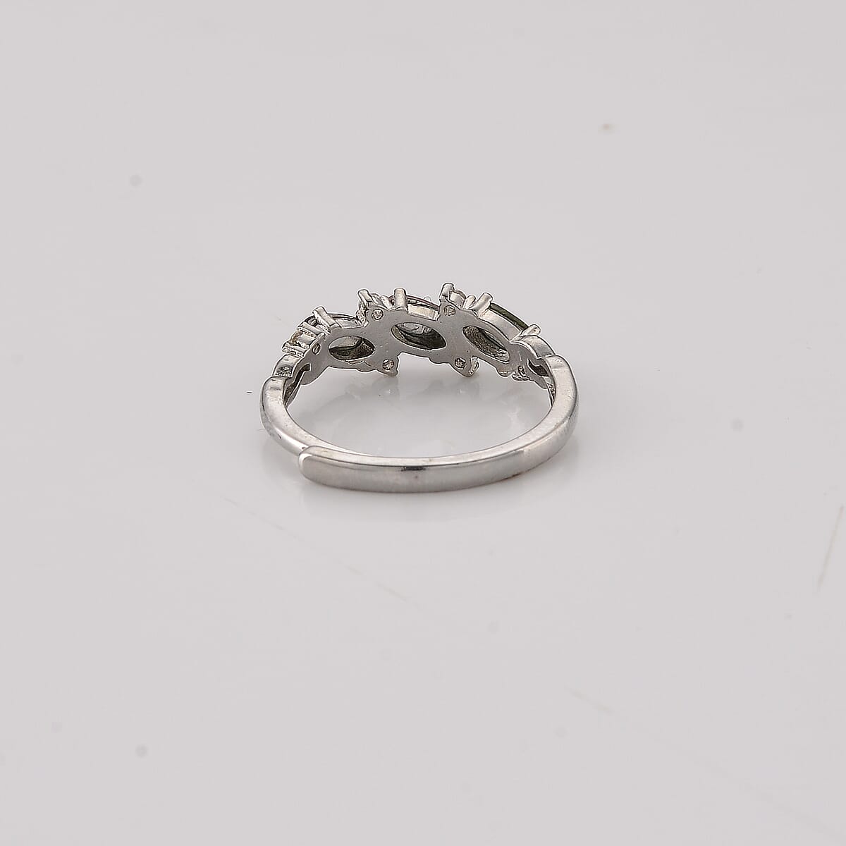 Multi-Tourmaline and Simulated Diamond 2.00 ctw Ring in Silvertone (Adjustable) image number 2
