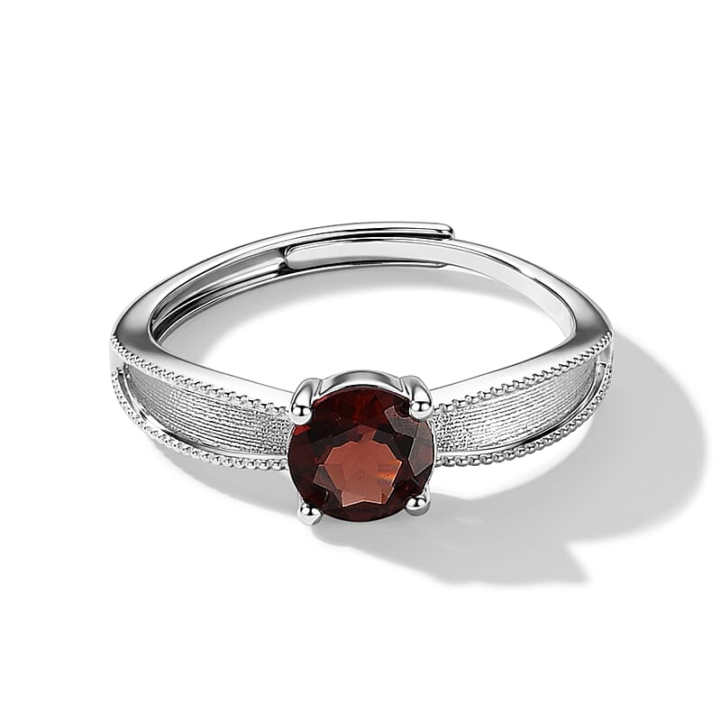 Mozambique Garnet Ring in Silvertone (Adjustable) 3.00 ctw