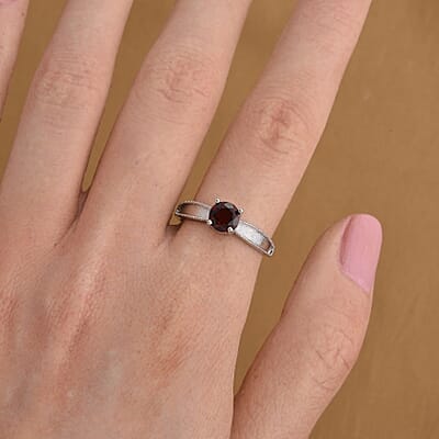 Mozambique Garnet Ring in Silvertone (Adjustable) 3.00 ctw