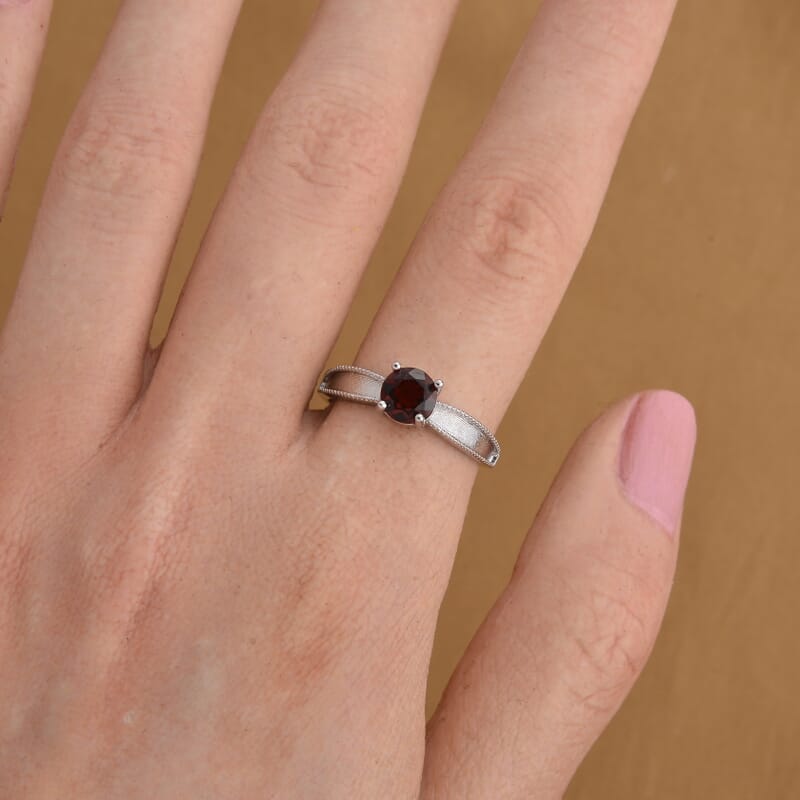 Mozambique Garnet Ring in Silvertone (Adjustable) 3.00 ctw