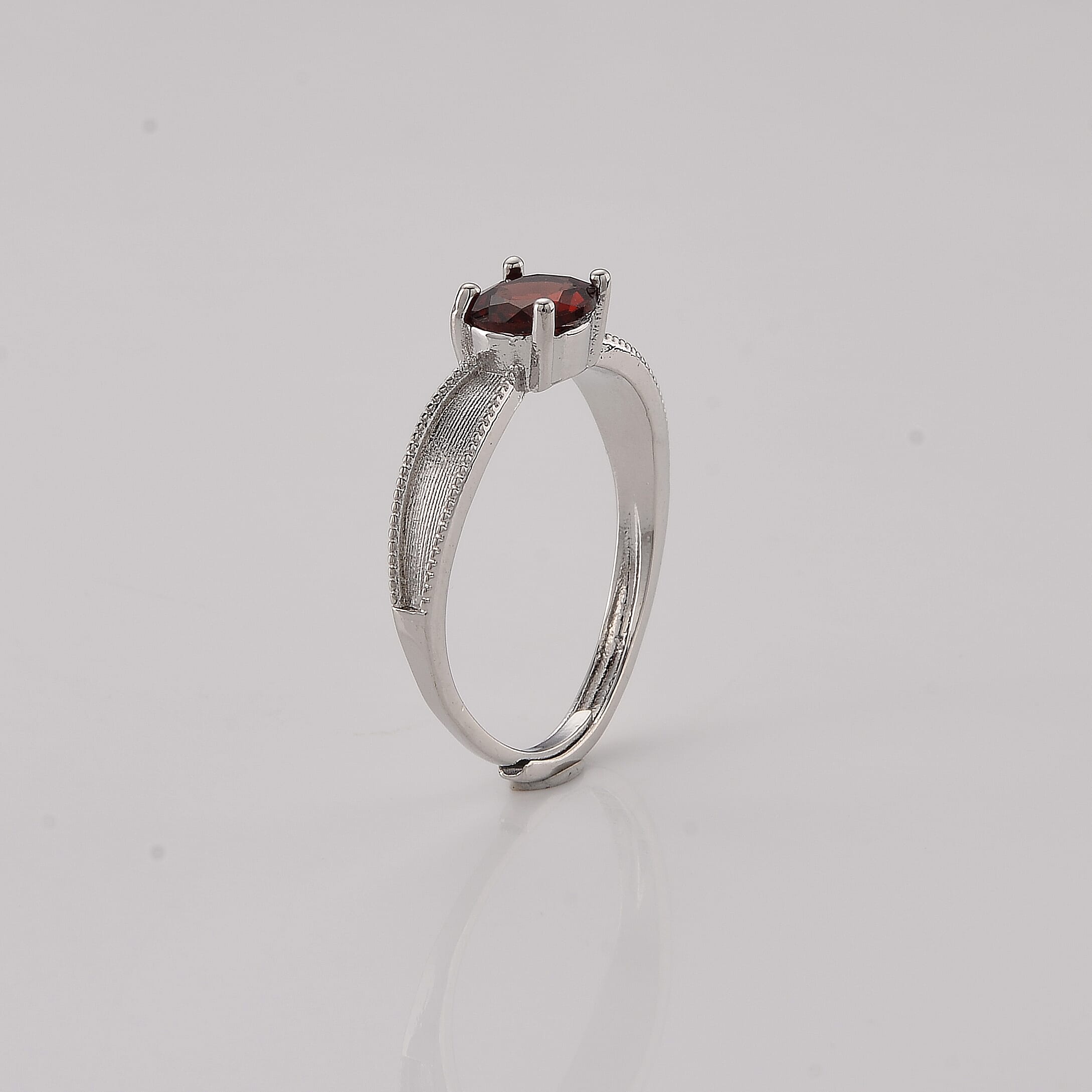 Mozambique Garnet Ring in Silvertone (Adjustable) 3.00 ctw