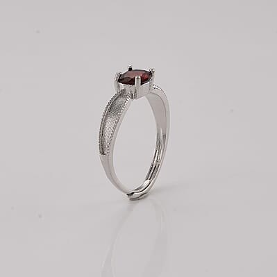 Mozambique Garnet Ring in Silvertone (Adjustable) 3.00 ctw