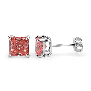 Luxuriant Lab Grown Pink Diamond VS 2.00 ctw Earrings in 10K White Gold