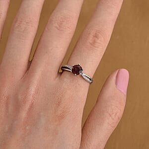 Mozambique Garnet and Simulated Diamond 4.00 ctw Ring in Silvertone (Adjustable)