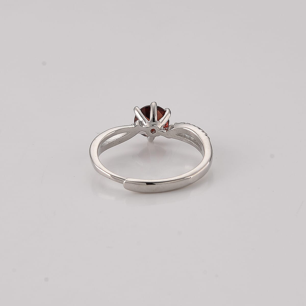 Mozambique Garnet and Simulated Diamond 4.00 ctw Ring in Silvertone (Adjustable) image number 2