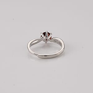 Mozambique Garnet and Simulated Diamond 4.00 ctw Ring in Silvertone (Adjustable)