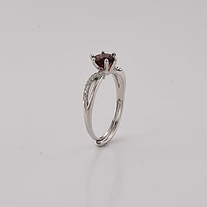Mozambique Garnet and Simulated Diamond 4.00 ctw Ring in Silvertone (Adjustable)