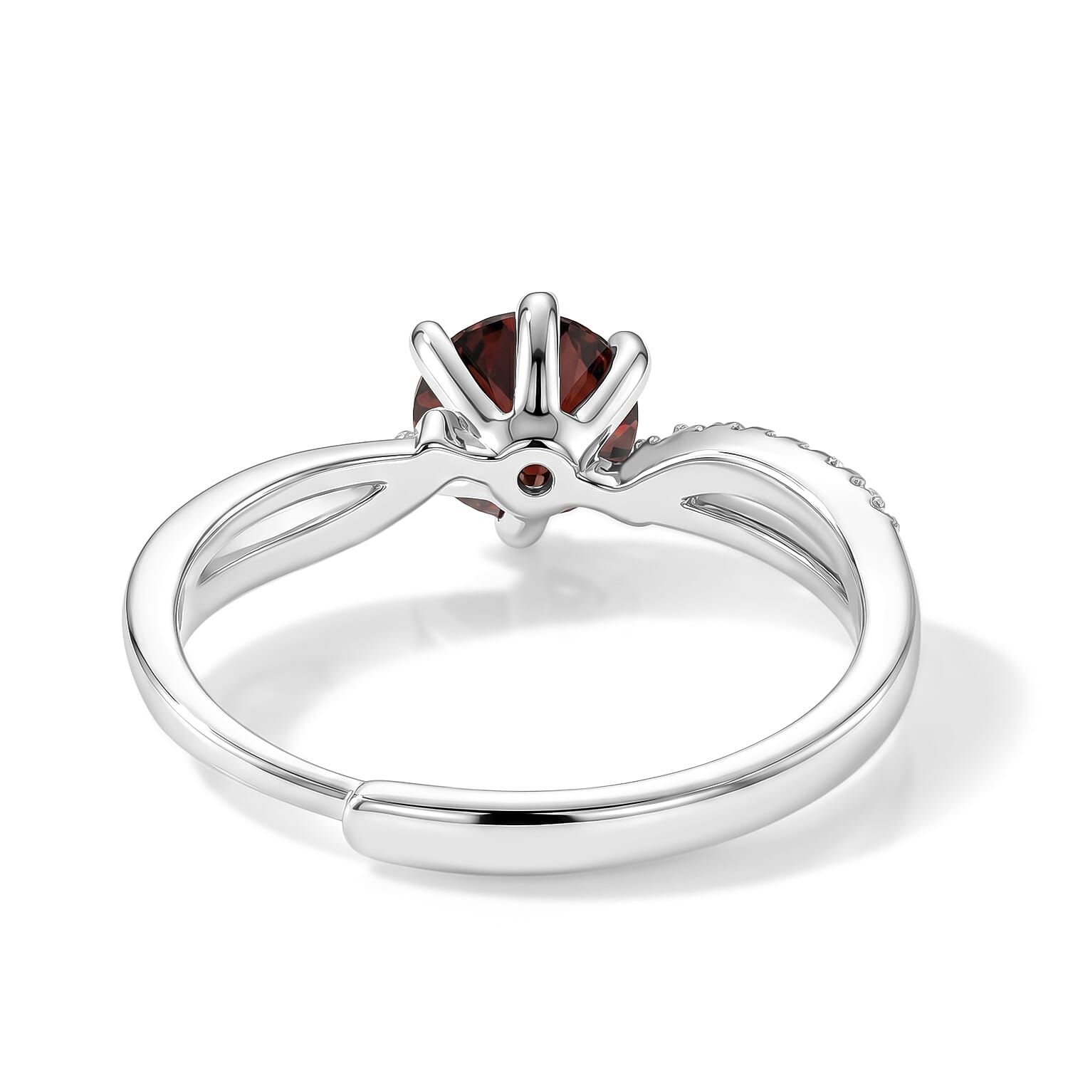 Garnet and Simulated Diamond 4.00 ctw Ring in Silvertone (Adjustable)