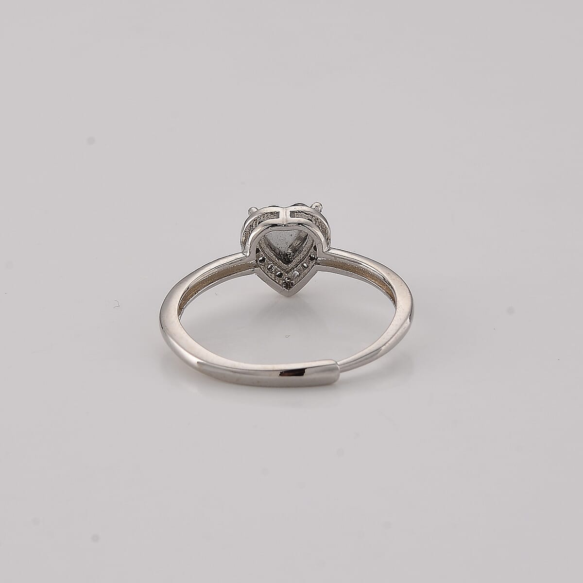 Mozambique Garnet and Simulated Diamond 1.50 ctw Ring in Silvertone (Adjustable) image number 2