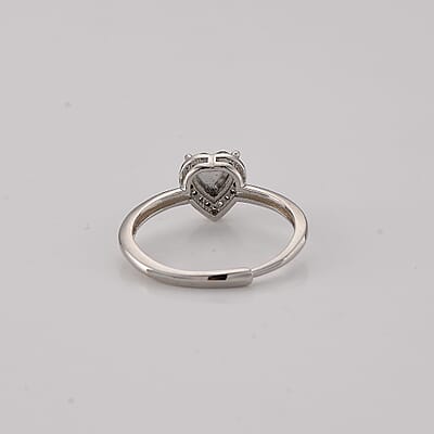 Mozambique Garnet and Simulated Diamond 1.50 ctw Ring in Silvertone (Adjustable)
