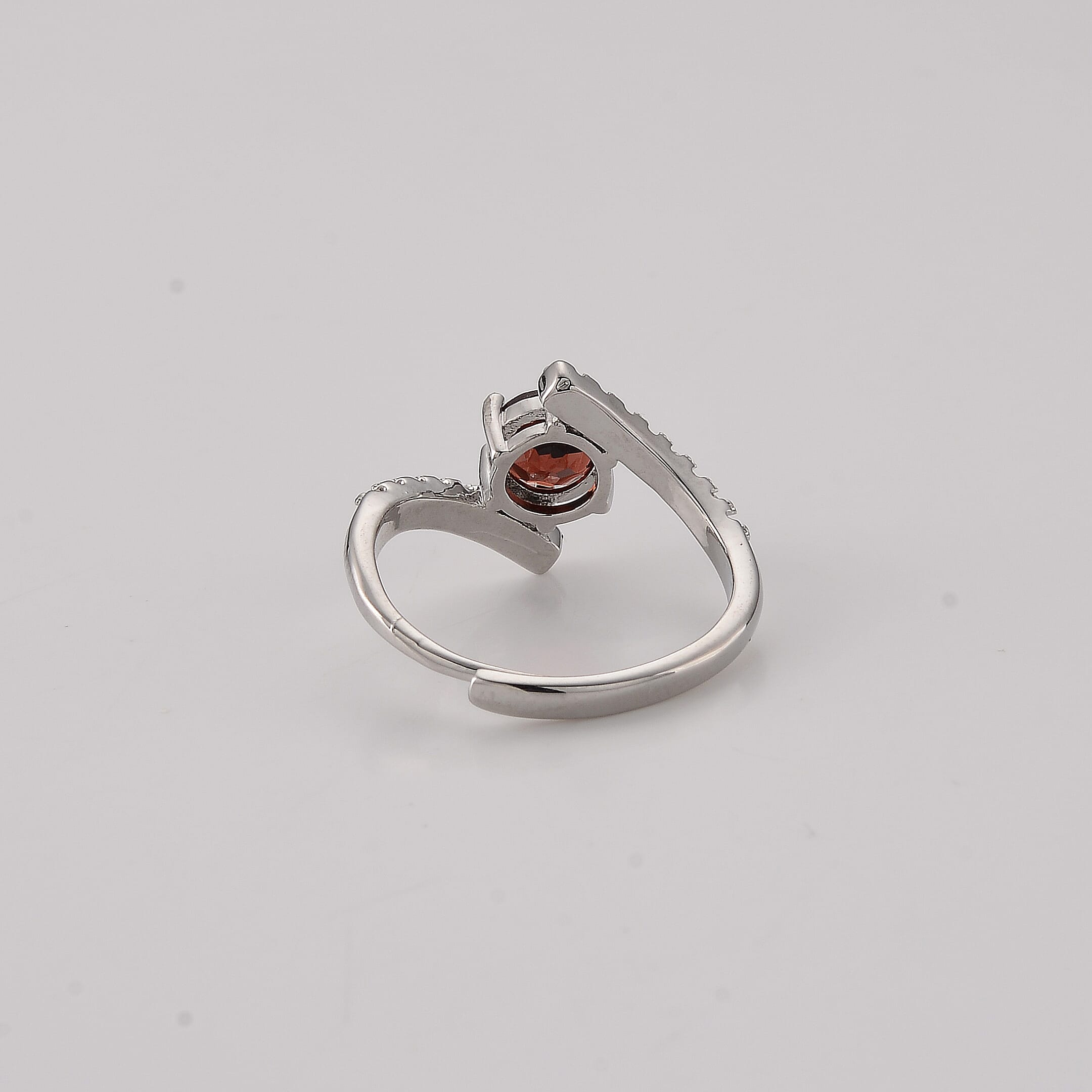 Mozambique Garnet and Simulated Diamond 5.00 ctw Ring in Silvertone (Adjustable)