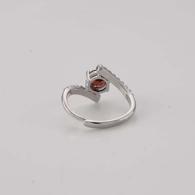 Mozambique Garnet and Simulated Diamond 5.00 ctw Ring in Silvertone (Adjustable)