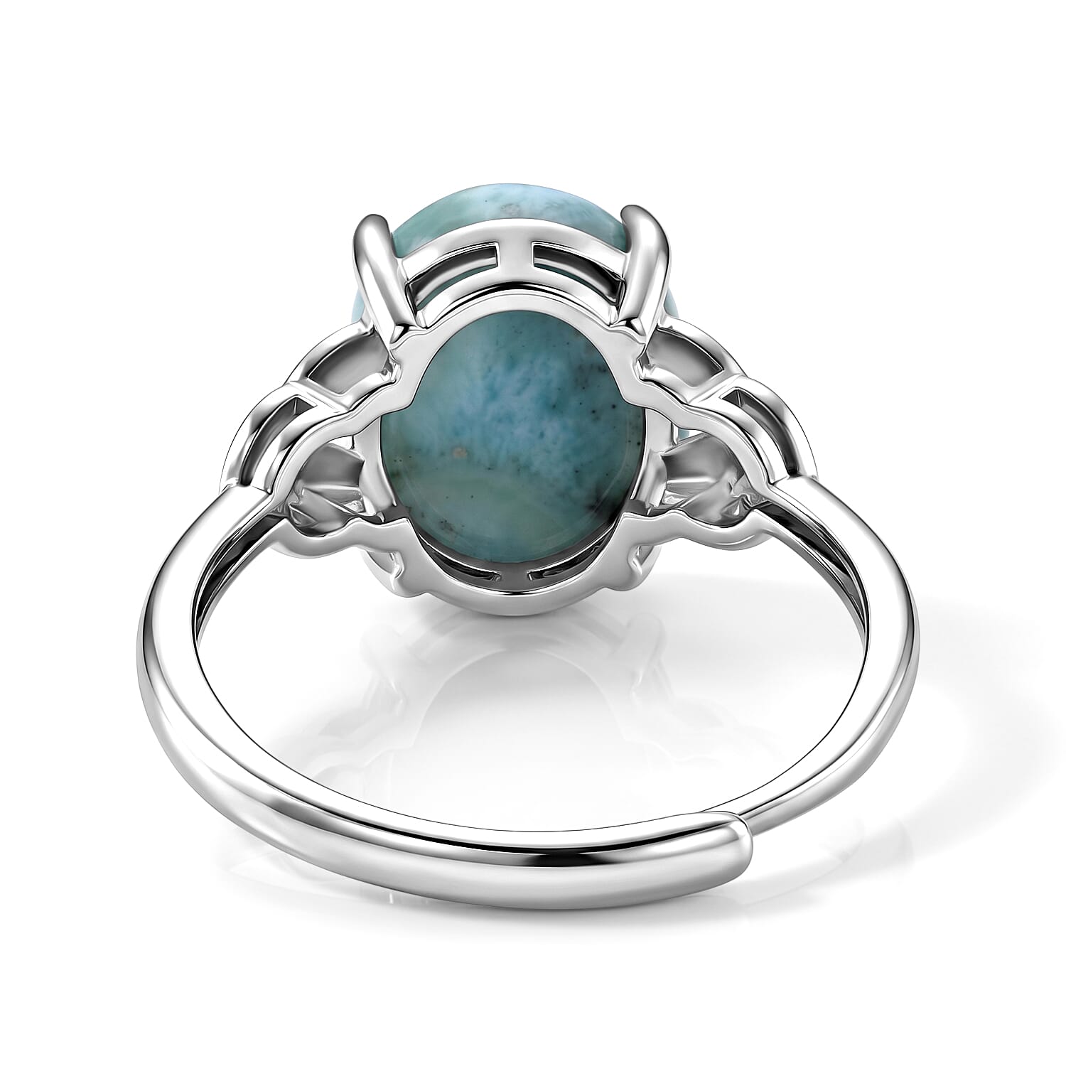 Larimar and Simulated Diamond 10.00 ctw Ring in Silvertone (Adjustable)