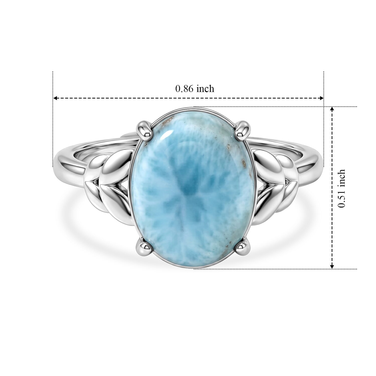 Larimar and Simulated Diamond 10.00 ctw Ring in Silvertone (Adjustable)