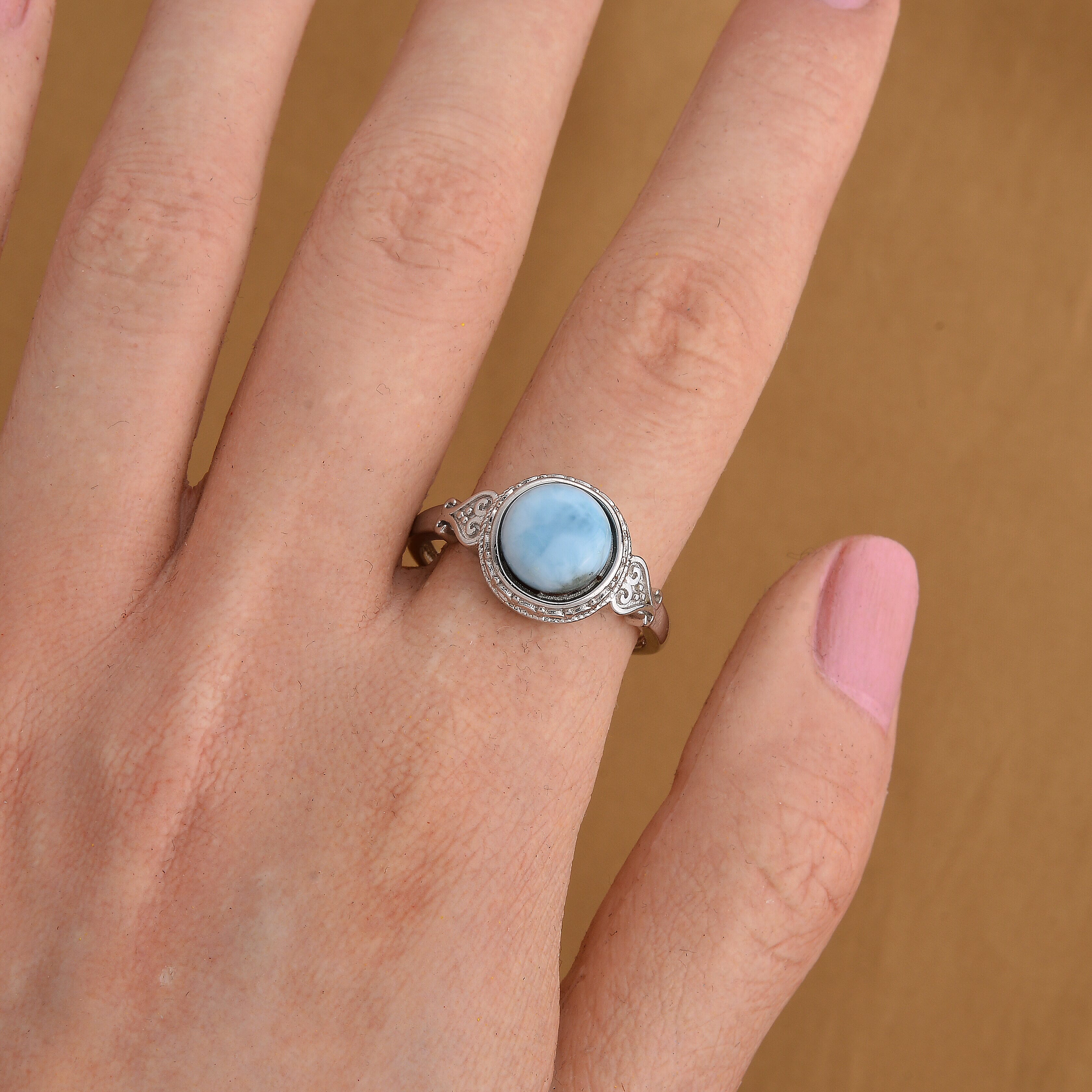 Larimar 10.00 ctw Ring in Silvertone
