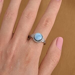 Larimar 10.00 ctw Ring in Silvertone (Adjustable)