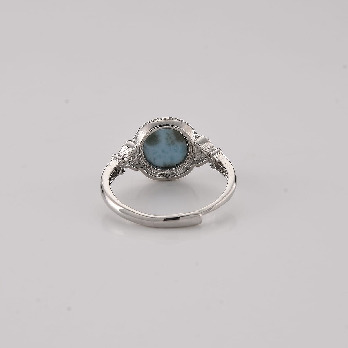 Larimar 10.00 ctw Ring in Silvertone (Adjustable) image number 2
