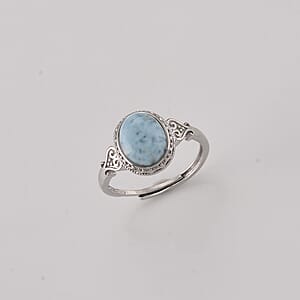 Larimar 10.00 ctw Ring in Silvertone (Adjustable)
