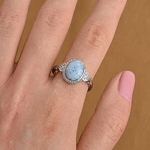 Larimar 10.00 ctw Ring in Silvertone (Adjustable)