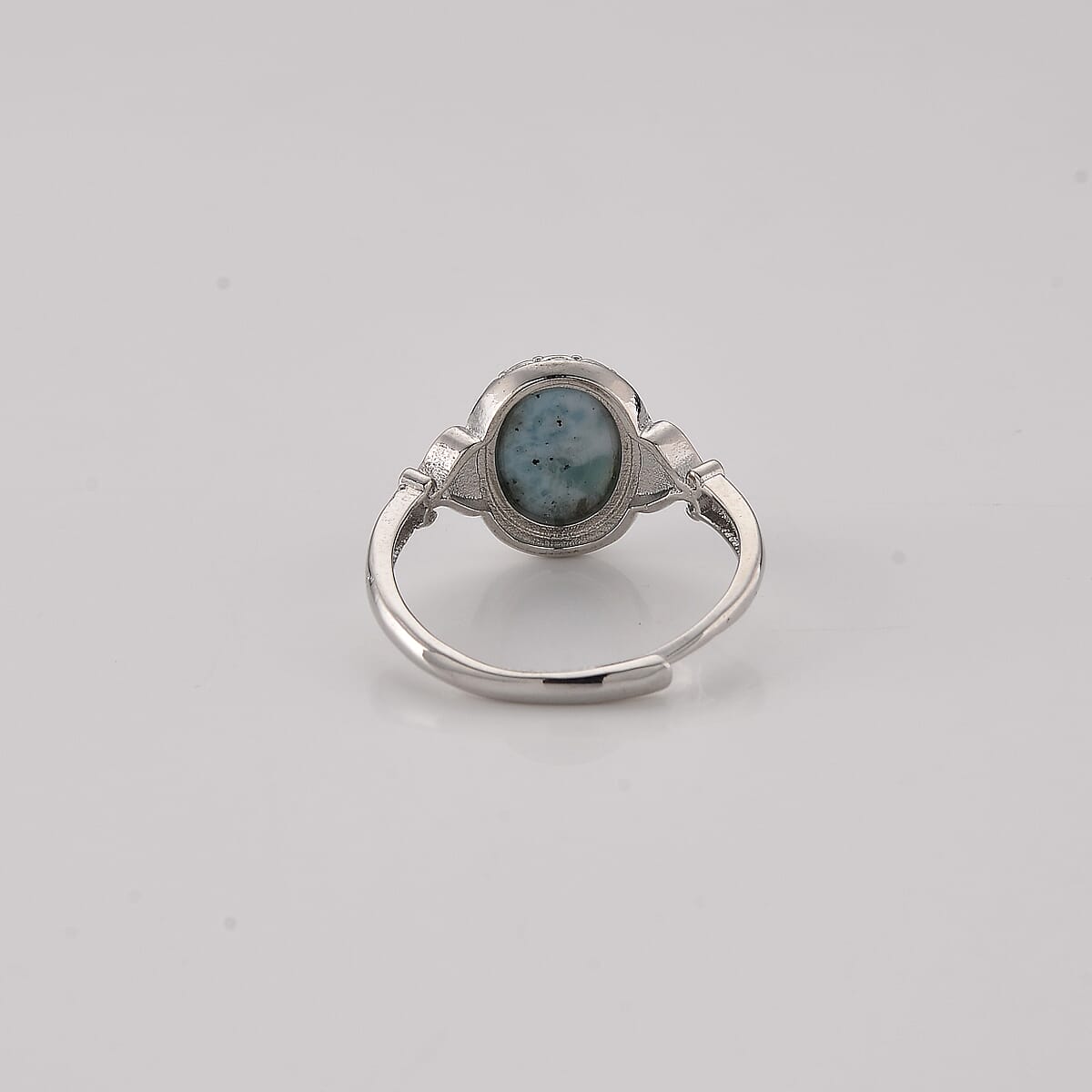 Larimar 10.00 ctw Ring in Silvertone (Adjustable) image number 2