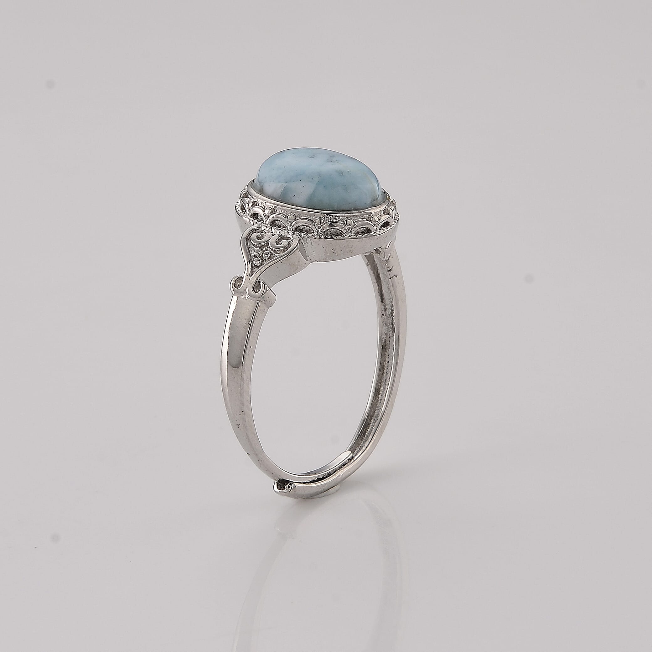Larimar 10.00 ctw Ring in Silvertone