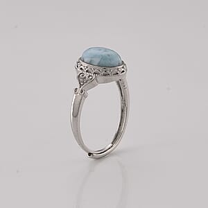 Larimar 10.00 ctw Ring in Silvertone (Adjustable)