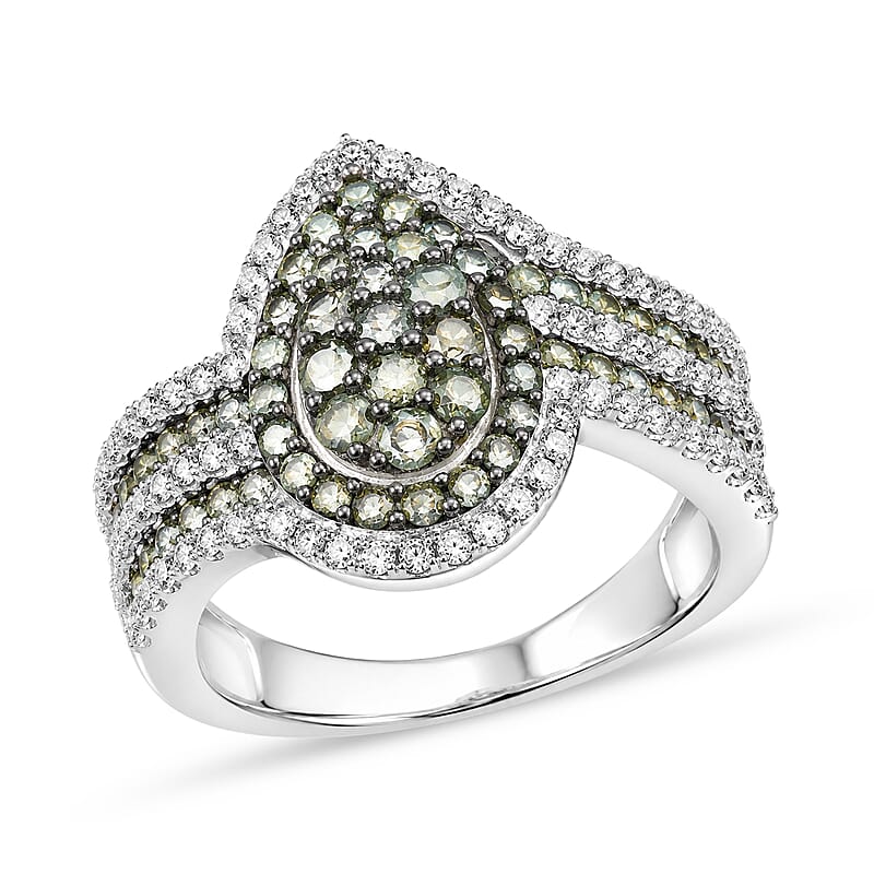 D'Joy Narsipatnam Alexandrite and White Zircon 2.30 ctw Twilight Ring in Rhodium Over Sterling Silver (Size 6.0)