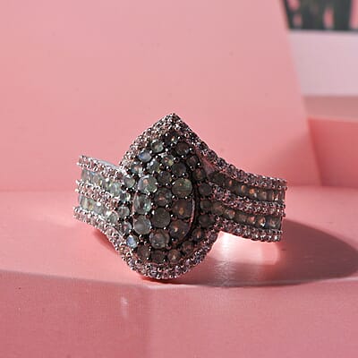 D'Joy Narsipatnam Alexandrite and White Zircon 2.30 ctw Twilight Ring in Rhodium Over Sterling Silver (Size 6.0)