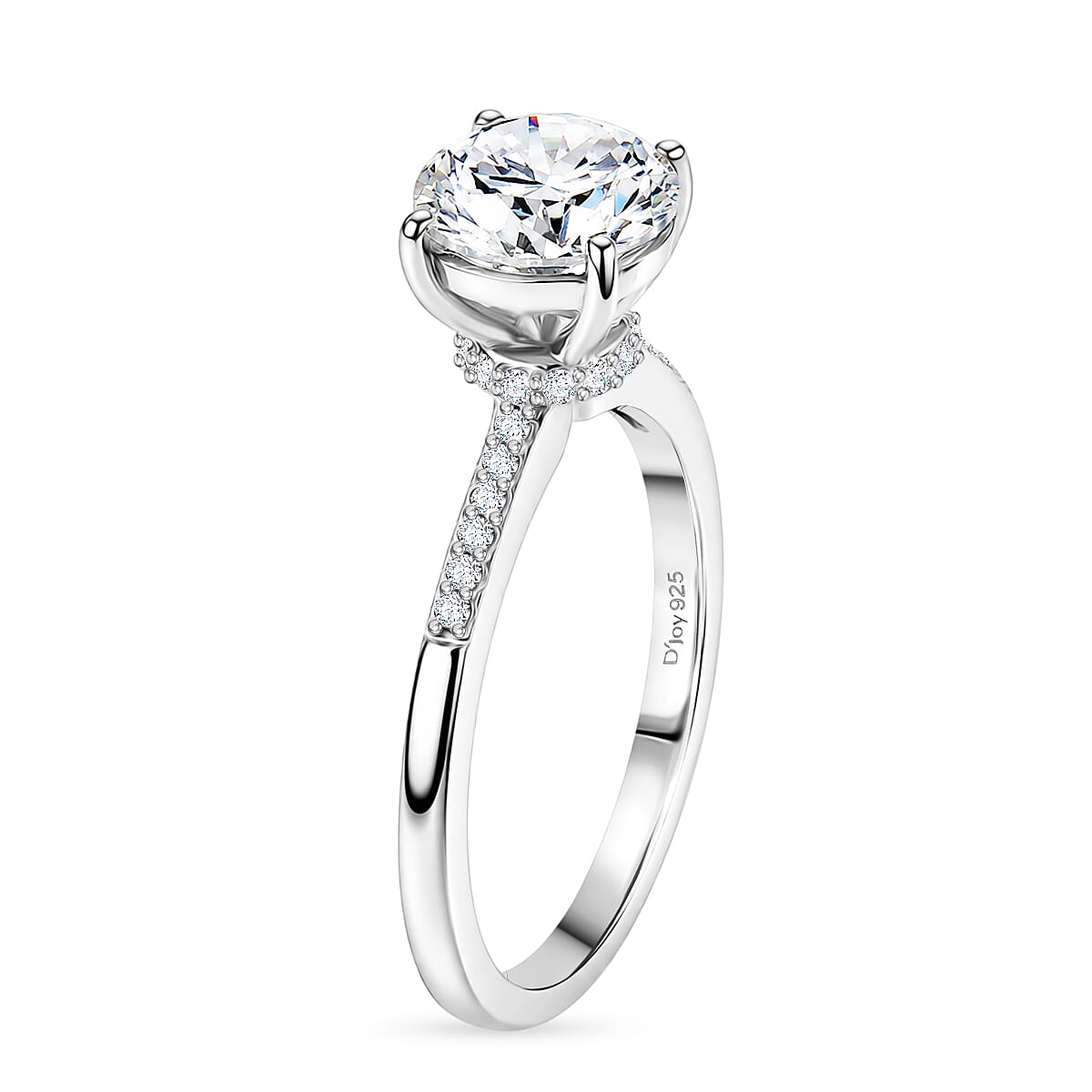 D'Joy Certified Moissanite (D-E, VVS1- VVS2) 1.40 ctw Forever Sparkle Ring in Rhodium Over Sterling Silver (Size 10.0) image number 3
