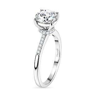 D'Joy Certified Moissanite (D-E, VVS1- VVS2) 1.40 ctw Forever Sparkle Ring in Rhodium Over Sterling Silver (Size 10.0)