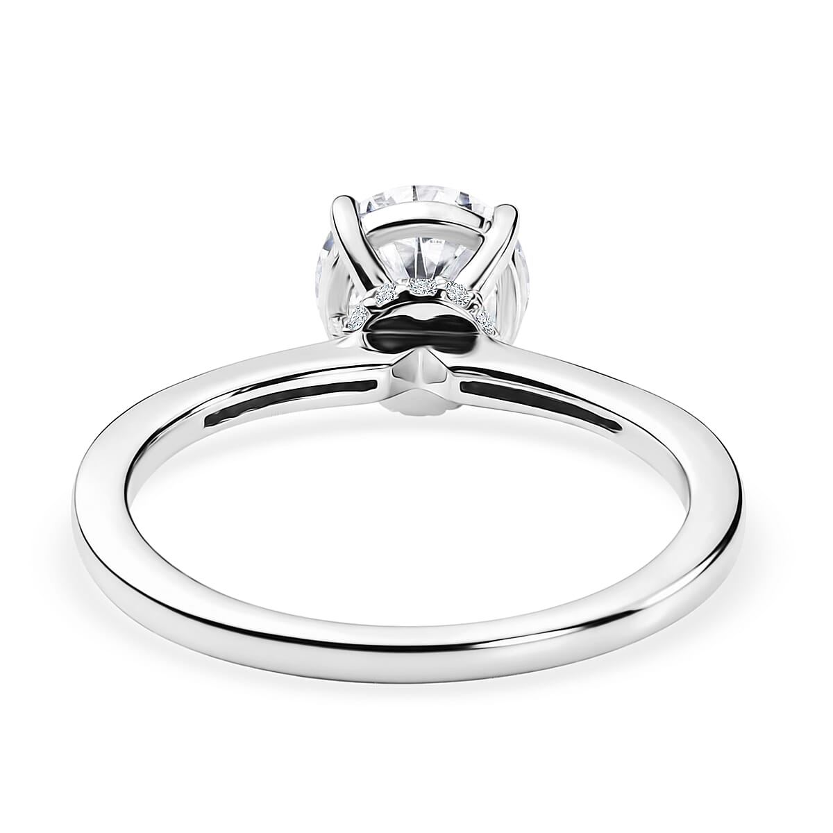 D'Joy Certified Moissanite (D-E, VVS1- VVS2) 1.40 ctw Forever Sparkle Ring in Rhodium Over Sterling Silver (Size 10.0) image number 4