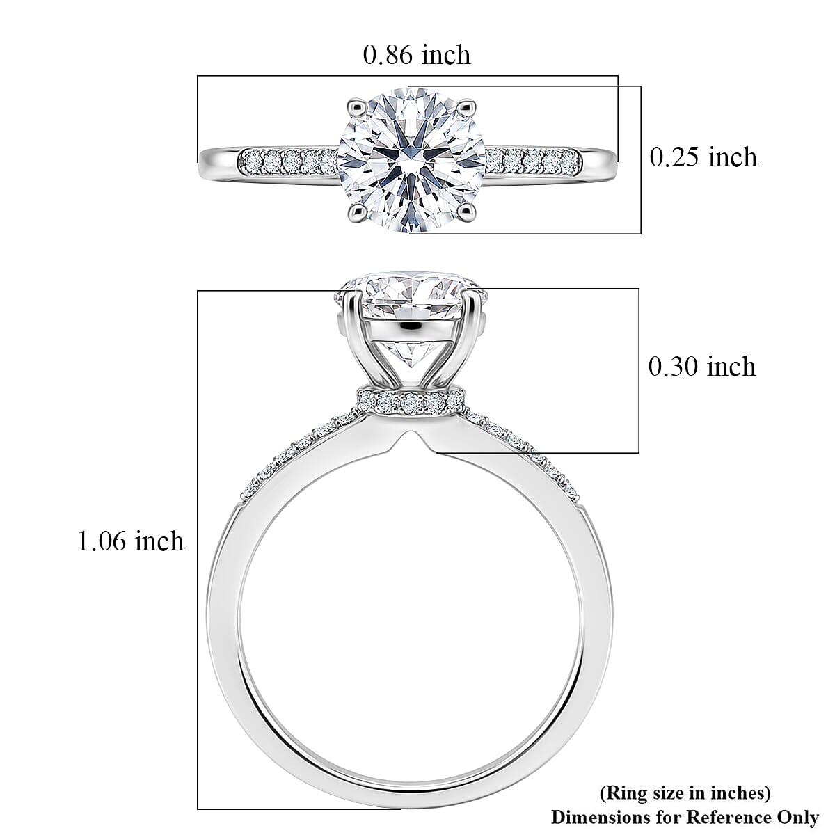 D'Joy Certified Moissanite (D-E, VVS1- VVS2) 1.40 ctw Forever Sparkle Ring in Rhodium Over Sterling Silver (Size 10.0) image number 5