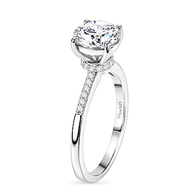 D'Joy Certified Moissanite (D-E, VVS1- VVS2) 1.40 ctw Forever Sparkle Ring in Rhodium Over Sterling Silver (Size 6.0)