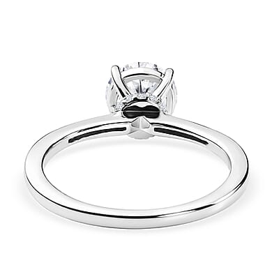 D'Joy Certified Moissanite (D-E, VVS1- VVS2) 1.40 ctw Forever Sparkle Ring in Rhodium Over Sterling Silver (Size 6.0)